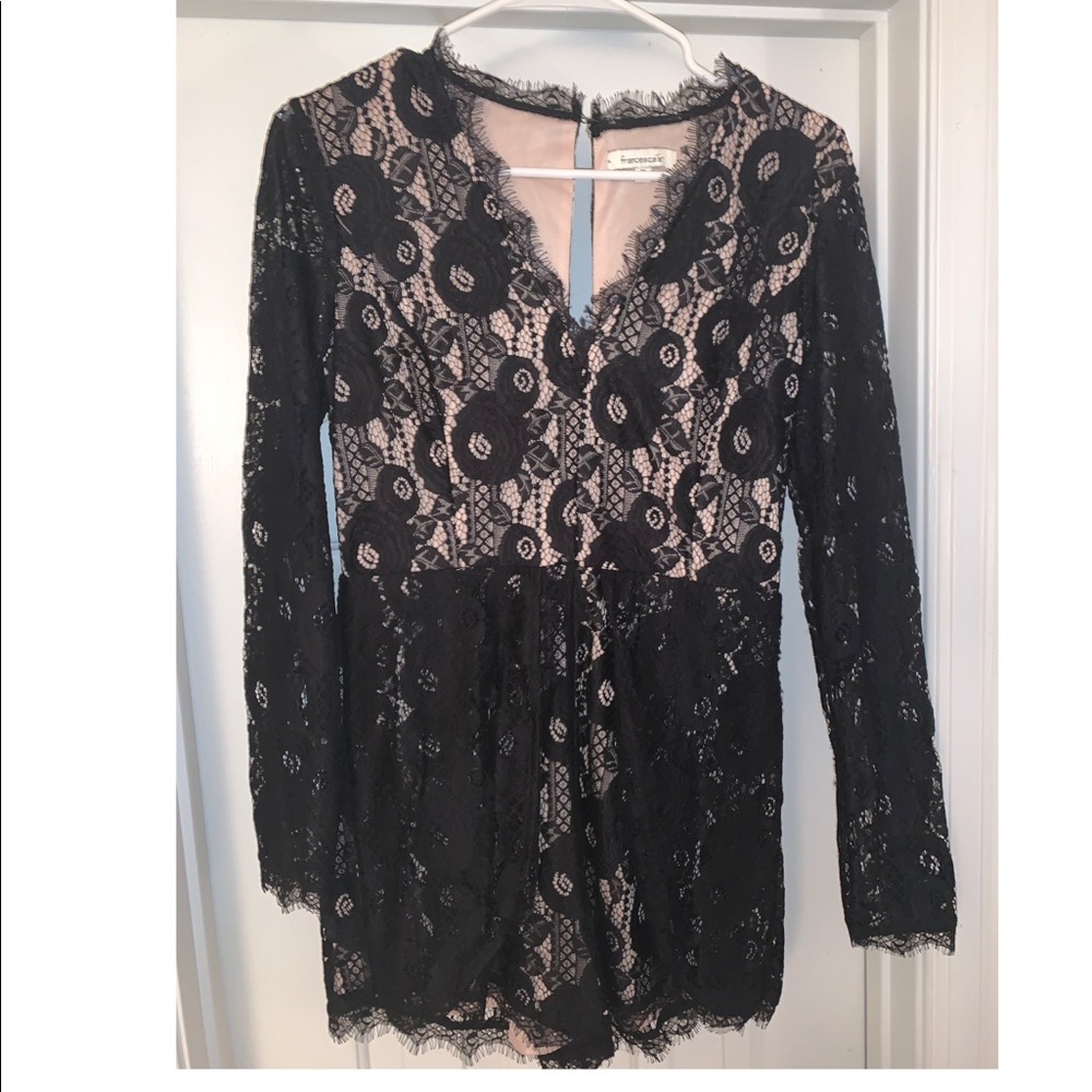 Lace, long sleeve, black romper